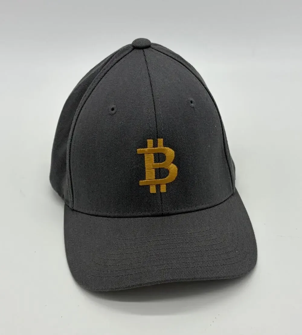 Embroidered Men's Bitcoin Baseball Cap Hat Gray Size Small / Medium